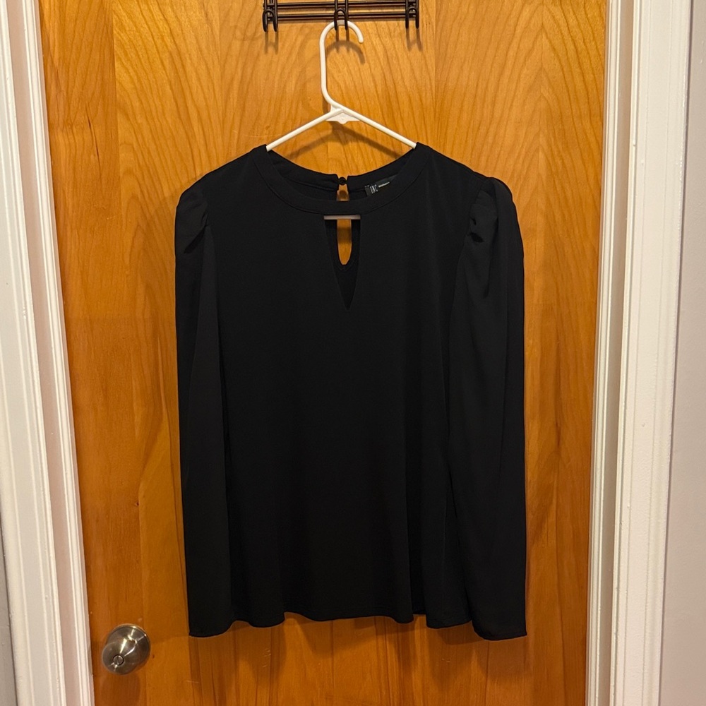 INC International Concepts Black Keyhole Blouse